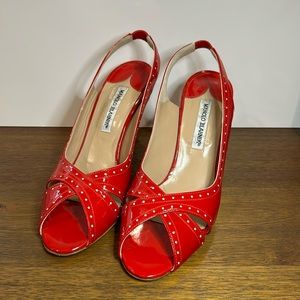 Manolo Blahnik size 41 red patent leather heels